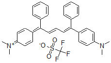 CAS 登录号：100237-71-6， [4-[(2E,4Z)-5-(4-二甲基氨基苯基)-1,5-二苯基-戊-2,4-二烯亚基]-1-环己-2,5-二烯亚基]-二甲基-铵三氟甲烷磺酸盐
