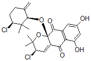 CAS#: 103106-21-4, (3R,10aR)-3-Chloro-10a-[(1R,3S)-3-Chloro-2,2-Dimethyl-6-Methylidenecyclohexyl]Oxy-6,8-Dihydroxy-2,2-Dimethyl-3H-Benzo[g]Chromene-5,10-Dione