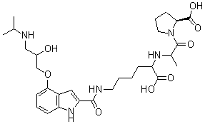 CAS 登录号：103221-88-1， N-[1-羧基-5-[[[4-[2-羟基-3-[(1-甲基乙基)氨基]丙氧基]-1H-吲哚-2-基]羰基]氨基]戊基]丙氨酰-L-脯氨酸