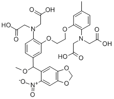 CAS 登录号：103471-64-3， 2-[[2-[2-[2-(二(羧甲基)氨基)-5-[甲氧基-(6-硝基-1,3-苯并二氧戊环-5-基)甲基]苯氧基]乙氧基]-4-甲基苯基]-(羧甲基)氨基]乙酸