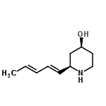 CAS 登录号：104259-19-0， (2R,4S)-2-[(1E,3E)-1,3-戊二烯-1-基]-4-哌啶醇