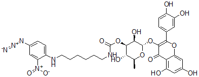 CAS 登录号：104317-56-8， [(2S,3R,4R,5S,6S)-2-[2-(3,4-二羟基苯基)-5,7-二羟基-4-氧代苯并吡喃-3-基]氧基-3,5-二羟基-6-甲基四氢吡喃-4-基]N-[6-[(4-叠氮基-2-硝基苯基)氨基]己基]氨基甲酸酯