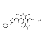 CAS 登录号：104831-94-9， (3R)-1-苄基-3-吡咯烷基甲基2,6-二甲基-4-(3-硝基苯基)-1,4-二氢-3,5-吡啶二羧酸酯盐酸盐(1:1)