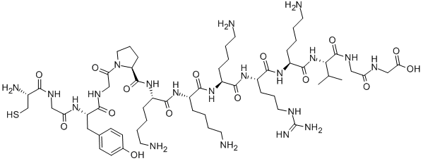 CAS 登录号：104914-40-1， L-半胱氨酰甘氨酰-L-酪氨酰甘氨酰-L-脯氨酰-L-赖氨酰-L-赖氨酰-L-赖氨酰-L-精氨酰-L-赖氨酰-L-缬氨酰甘氨酰-甘氨酸