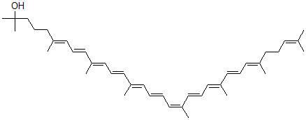 CAS 登录号：105-92-0， (6E,8E,10E,12E,14E,16E,18Z,20E,22E,24E,26E)-2,6,10,14,19,23,27,31-八甲基三十二碳-6,8,10,12,14,16,18,20,22,24,26,30-十二烯-2-醇