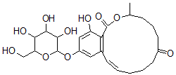 CAS 登录号：105088-14-0， (2E)-15-羟基-11-甲基-17-[3,4,5-三羟基-6-(羟基甲基)四氢吡喃-2-基]氧基-12-氧杂双环[12.4.0]十八碳-1(18),2,14,16-四烯-7,13-二酮