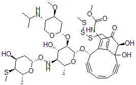 CAS#: 107453-55-4, Methyl N-[(2S,5Z,10S,13E)-9,10-dihydroxy-2-[(2R,3R,4S,5S,6R)-4-hydroxy-5-[[(2S,4S,5S,6R)-4-hydroxy-6-methyl-5-methylsulfanyl-oxan-2-yl]oxyamino]-3-[(2S,4S,5S)-4-methoxy-5-(propan-2-ylamino)oxan-2-yl]oxy-6-methyl-oxan-2-yl]oxy-13-(2-methylsulfanyldisulfanylethylidene)-11-oxo-12-bicyclo[7.3.1]trideca-1(12),5-dien-3,7-diynyl]carbamate