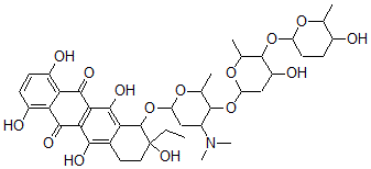 CAS#: 107826-16-4, 10-[4-Dimethylamino-5-[4-Hydroxy-5-(5-Hydroxy-6-Methyloxan-2-Yl)Oxy-6-Methyloxan-2-Yl]Oxy-6-Methyloxan-2-Yl]Oxy-9-Ethyl-1,4,6,9,11-Pentahydroxy-8,10-Dihydro-7H-Tetracene-5,12-Dione