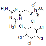 CAS 登录号：107959-15-9， 6-(二甲氧基硫代膦酰硫基甲基)-1,3,5-三嗪-2,4-二胺;1,2,3,4,5,6-六氯环己烷