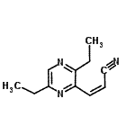 CAS 登录号：108290-51-3， (2Z)-3-(3,6-二乙基-2-吡嗪基)丙烯腈