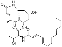 CAS#: 108351-52-6, (2E,4E)-N-[(2S,3R)-3-Hydroxy-1-[[(3Z,5S,8S,10S)-10-Hydroxy-5-Methyl-2,7-Dioxo-1,6-Diazacyclododec-3-En-8-Yl]Amino]-1-Oxobutan-2-Yl]Tetradeca-2,4-Dienamide