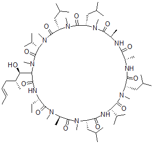 CAS 登录号：108466-41-7， 8-(N-甲基丙氨酸)环孢菌素A