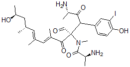 CAS#: 108675-63-4, (2S)-2-Amino-N-[(2S,5R,7E,9E,11R,13S)-2-Amino-5-Formyl-13-Hydroxy-4-(4-Hydroxy-3-Iodophenyl)-7,9,11-Trimethyl-3,6-Dioxotetradeca-7,9-Dien-5-Yl]-N-Methylpropanamide