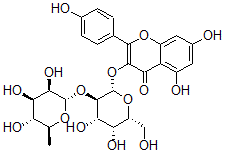 CAS#: 108906-96-3, 3-[(2S,3R,4S,5R,6R)-4,5-Dihydroxy-6-(Hydroxymethyl)-3-[(2S,3R,4R,5R,6S)-3,4,5-Trihydroxy-6-Methyloxan-2-Yl]Oxyoxan-2-Yl]Oxy-5,7-Dihydroxy-2-(4-Hydroxyphenyl)Chromen-4-One