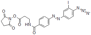 CAS 登录号：109545-43-9， (2,5-二氧代吡咯烷-1-基)3-[[4-(4-叠氮基-3-碘苯基)偶氮苯甲酰基]氨基]丙酸酯
