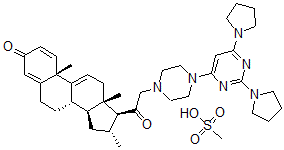CAS 登录号:110101-67-2, 21-(4-(2,6-二-1-吡咯烷基-4-嘧啶基)-1-哌嗪基)-16-甲基孕甾-1,4,9(11)-三烯-3,20-二酮单甲烷磺酸盐