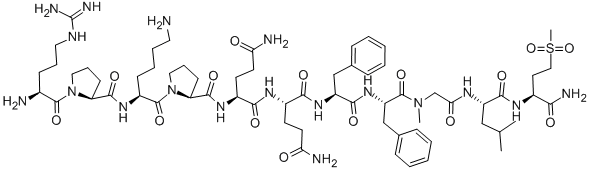 CAS 登录号：110880-55-2， 9-(N-甲基甘氨酸)-11-(S,S-二氧代-L-蛋氨酰胺)-物质 P