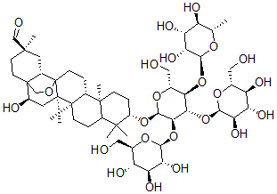 CAS 登录号：112468-35-6， (3beta,16alpha,20beta)-3-((O-6-脱氧-alpha-L-甘露糖基-(1-2)-O-beta-D-吡喃葡萄糖基-(1-2)-O-(beta-D-吡喃葡萄糖基-(1-3))-beta-D-吡喃葡萄糖基)氧基)-13,28-环氧-16-羟基齐墩果烷-29-醛