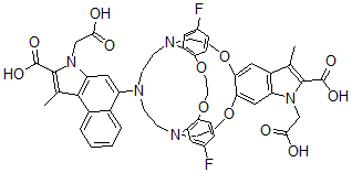 CAS#: 113731-92-3, 2,3-9,8-Bis(1-Fluoro-3,4-Benzo)-14,15-(1-Carboxymethyl-2-Carboxy-3-Methyl-5,6-Indolo)-21-(1-Carboxymethyl-2-Carboxy-3-Methyl-8-Benz(E)Indolyl)-4,7,13,16-Tetraoxa-1,10,21-Triazabicyclo(8.8.5)-Tricosane
