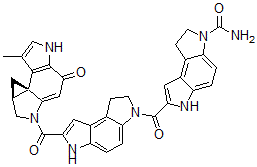 CAS#: 114251-19-3, 7-((1,6-Dihydro-7-((4,5,8,8a-tetrahydro-7-methyl-4-oxocyclopropa(c)pyrrolo(3,2-e)indol-2(1H)-yl)carbonyl)benzo(1,2-b:4,3-b')dipyrrol-3(2H)-yl)carbonyl)-1,6-dihydrobenzo(1,2-b:4,3-b')dipyrrole-3(2H)-one