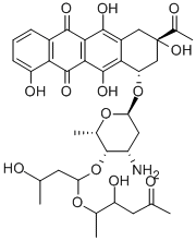 CAS 登录号：114511-93-2， 7-[4-氨基-5-[3-羟基-1-(3-羟基-5-氧代-己烷-2-基)氧基-丁氧基]-6-甲基-四氢吡喃-2-基]氧基-9-乙酰-4,6,9,11-四羟基-8,10-二氢-7H-并四苯-5,12-二酮