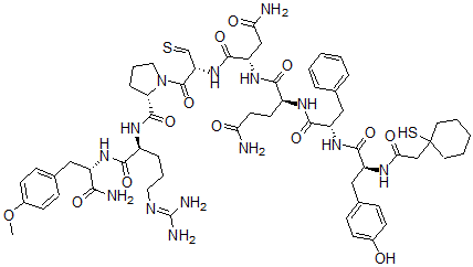 CAS 登录号：114872-15-0， (2S)-N-[(2S)-4-氨基-1-[[(2R)-1-[(2S)-2-[[(2S)-1-[[(2S)-1-氨基-3-(4-甲氧基苯基)-1-氧代丙烷-2-基]氨基]-5-(二氨基亚甲基氨基)-1-氧代戊烷-2-基]氨基甲酰]吡咯烷-1-基]-1-氧代-3-硫代丙-2-基]氨基]-1,4-二氧代丁烷-2-基]-2-[[(2S)-2-[[(2S)-3-(4-羟基苯基)-2-[[2-(1-硫基环己基)乙酰基]氨基]丙酰]氨基]-3-苯基丙酰基]氨基]戊烷二酰胺