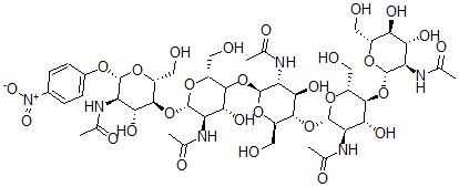 CAS 登录号：114882-45-0， N-[(2S,3R,4R,5S,6R)-5-[(2S,3R,4R,5S,6R)-3-乙酰氨基-5-[(2S,3R,4R,5S,6R)-3-乙酰氨基-4,5-二羟基-6-(羟基甲基)四氢吡喃-2-基]氧基-4-羟基-6-(羟基甲基)四氢吡喃-2-基]氧基-2-[(2R,4R,5R,6S)-5-乙酰氨基-6-[(2R,3S,4R,5R,6S)-5-乙酰氨基-4-羟基-2-(羟基甲基)-6-(4-硝基苯氧基)四氢吡喃-3-基]氧基-4-羟基-2-(羟基甲基)四氢吡喃-3-基]氧基-4-羟基-6-(羟基甲基)四氢吡喃-3-基]乙酰胺