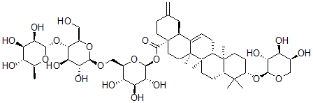 CAS#: 114906-73-9, 3-(alpha-L-Arabinopyranosyloxy)-30-noroleana-12,20(29)-dien-28-oic acid O-6-deoxy-alpha-L-mannopyranosyl-(1-4)-O-beta-D-glucopyranosyl-(1-6)-beta-D-glucopyranosyl ester