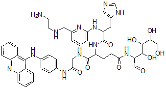 CAS 登录号：115416-34-7， N-[6-[[(2-氨基乙基)氨基]甲基]-2-吡啶基]-L-组氨酰-N-(2-脱氧-D-葡糖-2-基)-L-谷氨酰胺酰-N-[4-(9-吖啶基氨基)苯基]-甘氨酰胺