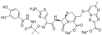 CAS#: 115761-49-4, Disodium 7-[[(6R,7R)-7-[[(2E)-2-(2-Amino-1,3-Thiazol-4-Yl)-2-[1-[2-(3,4-Dihydroxybenzoyl)Hydrazinyl]-2-Methyl-1-Oxopropan-2-Yl]Oxyiminoacetyl]Amino]-2-Carboxylato-8-Oxo-5-Thia-1-Azabicyclo[4.2.0]Oct-2-En-3-Yl]Methylsulfanyl]-5-Methyl-[1,2,4]Triazolo[1,5-a]Pyrimidine-2-Carboxylate
