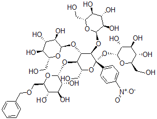 CAS 登录号：115850-12-9， 4-硝基苯基-O-(6-O-苄基)-吡喃葡萄糖基(1--4)-O-吡喃葡萄糖基(1--4)-O-吡喃葡萄糖基(1--4)-O-吡喃葡萄糖基(1--4)-吡喃葡萄糖苷