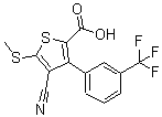 CAS 登录号：116492-99-0， 4-氰基-5-(甲硫基)-3-[3-(三氟甲基)苯基]-2-噻吩羧酸