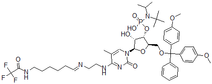 CAS 登录号：117032-52-7， N(4)-(N-(6-三氟乙酰基酰胺基己酰)-2-氨基乙基)-5'-O-二甲氧基三苯甲基-5-甲基-2'-脱氧胞苷-3'-N,N-二异丙基甲基亚磷酰胺