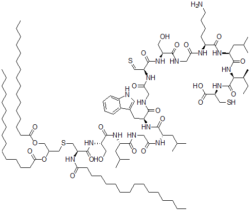 CAS 登录号：119320-04-6， 棕榈酰(3)-半胱氨酰-丝氨酰-(Hiv-1(598-609)环二硫醚)