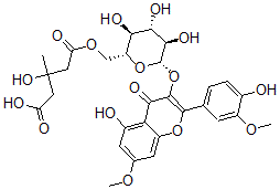 CAS 登录号：119725-29-0， 3’-甲基鼠李素-3-O-(6''-羟基甲基戊二酰)葡糖苷