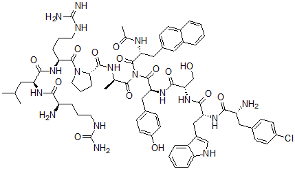 CAS#: 120287-84-5, N-Acetyl-3-(2-Naphthalenyl)-D-Alanyl-4-Chloro-D-Phenylalanyl-D-Tryptophyl-L-Seryl-L-Tyrosyl-N5-(Aminocarbonyl)-D-Ornithyl-L-Leucyl-L-Arginyl-L-Prolyl-D-Alaninamide