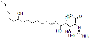 CAS 登录号：121025-44-3， (E)-2-(二氨基亚甲基氨基)-3,4,5,14-四羟基二十碳-6-烯酸