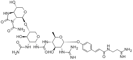 CAS#: 121634-35-3, 6-[6-[[6-[4-[(E)-3-[(3-Amino-3-Iminopropyl)Amino]-3-Oxoprop-1-Enyl]Phenoxy]-5-(Diaminomethylideneamino)-4-Hydroxy-2-Methyloxan-3-Yl]Carbamoylamino]-5-(Carbamoylamino)-4-Hydroxyoxan-3-Yl]Oxy-7-Hydroxy-2-Oxo-3,3A,5,6,7,7alpha-Hexahydropyrano[2,3-d]Imidazole-1-Carboxamide
