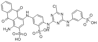 CAS#: 12236-82-7, 1-Amino-4-[[4-[[4-Chloro-6-[[3(Or4)-Sulfophenyl]Amino]-1,3,5-Triazin-2-Yl]Amino]-3-Sulfophenyl]Amino]-9,10-Dihydro-9,10-Dioxo-2-Anthracenesulfonicacid