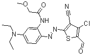 CAS 登录号：122371-93-1， N-[2-[(4-氯-3-氰基-5-甲酰基-2-噻吩基)偶氮]-5-(二乙基氨基)苯基]-2-甲氧基-乙酰胺