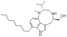 CAS 登录号：123597-54-6， (2R,5R)-2,3,4,5,6,8-六氢-1-甲基-2-(1-甲基乙基)-9-辛基-1H-吡咯并[4,3,2-gh]-1,4-苯并二氮杂九环-5-甲醇