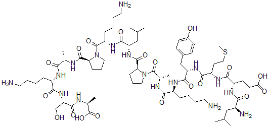 CAS 登录号：123618-03-1， L-亮氨酰-L-alpha-谷氨酰-L-蛋氨酰-L-酪氨酰-L-赖氨酰-L-丙氨酰-L-脯氨酰-L-亮氨酰-L-赖氨酰-L-脯氨酰-L-丙氨酰-L-赖氨酰-L-丝氨酰-L-丙氨酸