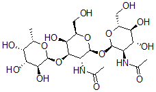 CAS 登录号：124040-67-1， O-吡喃岩藻糖基-(1-3)-O-(2-乙酰氨基-2-脱氧吡喃葡萄糖基)-(1-6)-2-乙酰氨基-2-脱氧吡喃半乳糖苷