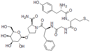 CAS 登录号：124076-39-7， 2-蛋氨酰-5-羟基脯氨酰-(beta-D-吡喃半乳糖基)脑啡肽酰胺