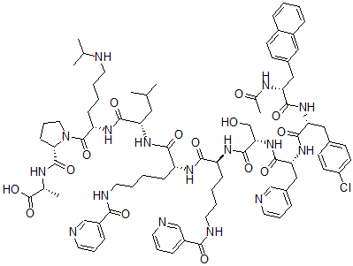 CAS 登录号：124361-52-0， 1-(N-乙酰基-2-萘基)-丙氨酰-2-(4-氯)-苯丙氨酰-3-吡啶基-丙氨酰-5,6-烟酰-赖氨酰-8-异丙基-赖氨酰-10-丙氨酰胺2-促黄体激素释放激素