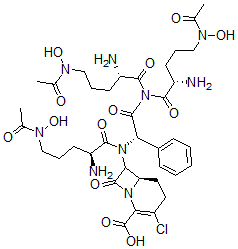 CAS#: 124650-78-8, (6R)-7-[[(2S)-5-(Acetyl-Hydroxyamino)-2-Aminopentanoyl]-[(1S)-2-[Bis[(2S)-5-(Acetyl-Hydroxyamino)-2-Aminopentanoyl]Amino]-2-Oxo-1-Phenylethyl]Amino]-3-Chloro-8-Oxo-1-Azabicyclo[4.2.0]Oct-2-Ene-2-Carboxylic Acid