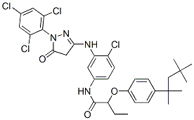 CAS 登录号：124773-10-0， N-[4-氯-3-[[5-氧代-1-(2,4,6-三氯苯基)-4H-吡唑-3-基]氨基]苯基]-2-[4-(2,4,4-三甲基戊烷-2-基)苯氧基]丁酰胺