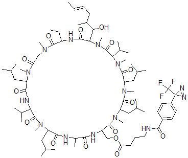 CAS 登录号：124824-01-7， 2-(O-(1-氧代-4-((4-(3-(三氟甲基)-3H-二氮杂环丙烯-3-基)苯甲酰基)氨基)丁基)-D-丝氨酸)-环孢菌素A