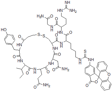 CAS 登录号：124924-34-1， 1-去氨基-7-赖氨酰-(荧光素)-8-精氨酰-催产加压素