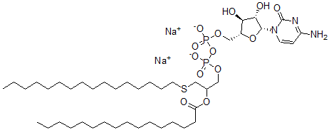 CAS 登录号：125592-29-2， [(2R,3S,4S,5R)-5-(4-氨基-2-氧代-嘧啶-1-基)-3,4-二羟基-四氢呋喃-2-基]甲氧基-[[3-(鲸蜡基硫代)-2-棕榈酰氧基-丙氧基]-羟基-氧代-鏻基]氧基-次磷酸二钠
